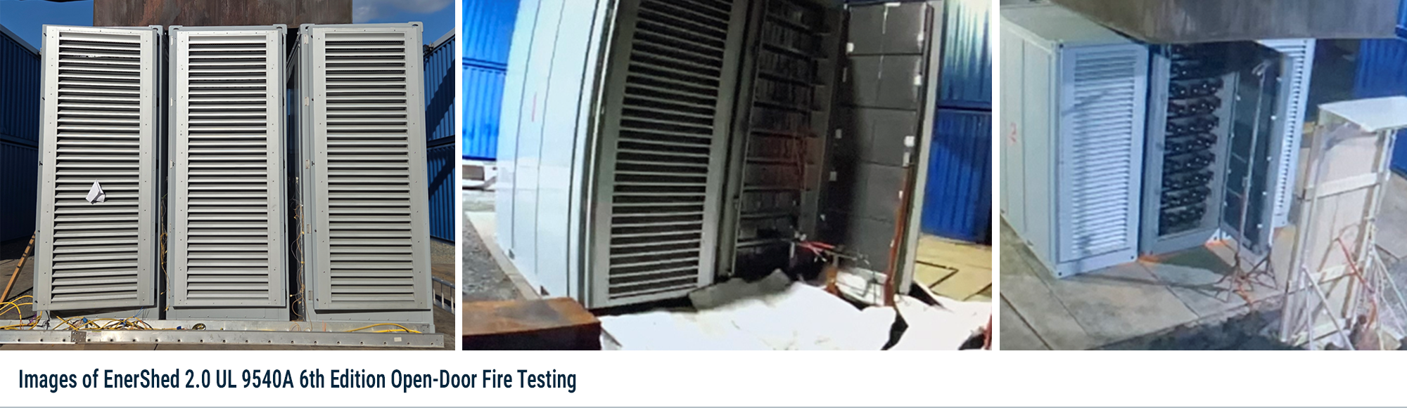 Images of EnerShed 2.0 UL 9540 6th Edition Open-Door Fire Testing